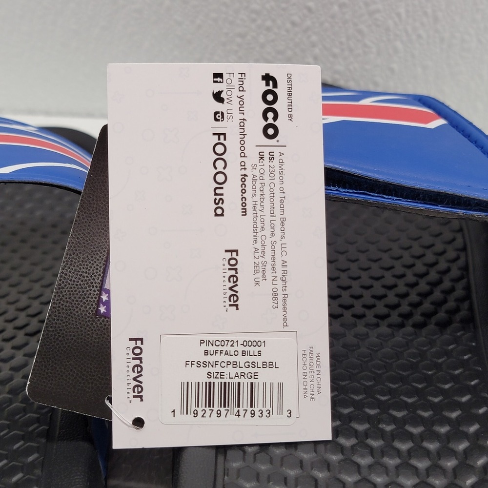 Buffalo Bills NWT Foco NFL Size L Hook & Loop Adjustable Strap Slides Sandal - Picture 11 of 14